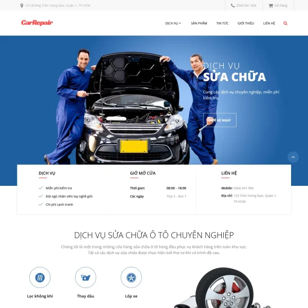 Template DP Repair Service dành cho dịch vụ sửa chữa xe hơi, ô tô