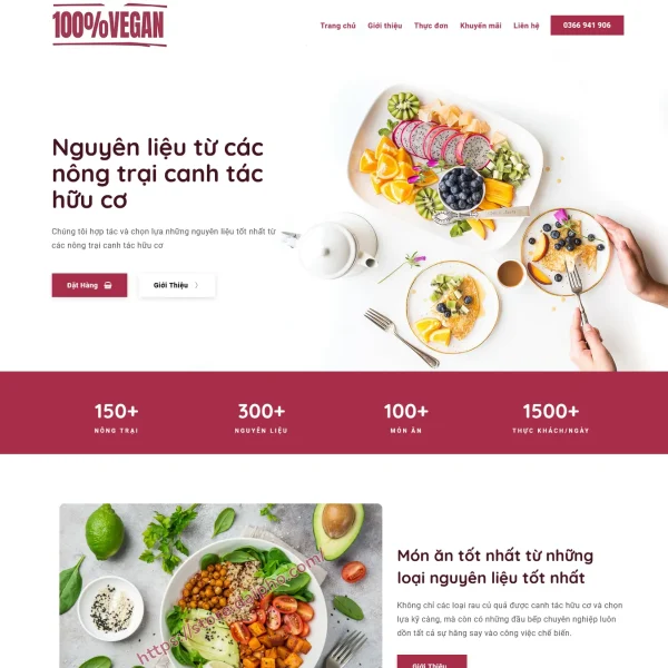 Giao diện mẫu, template landing page nhà hàng thuần chay