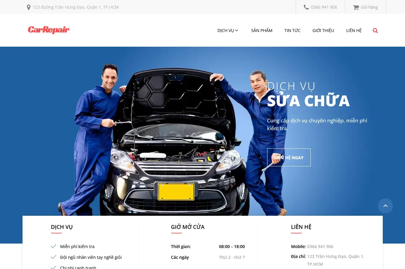 Template DP Repair Service dành cho dịch vụ sửa chữa xe hơi, ô tô